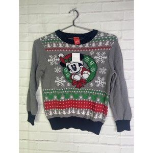 Disney Mickey Mouse Christmas Holiday Long Sleeve Knit Sweater Top Boys Size 6